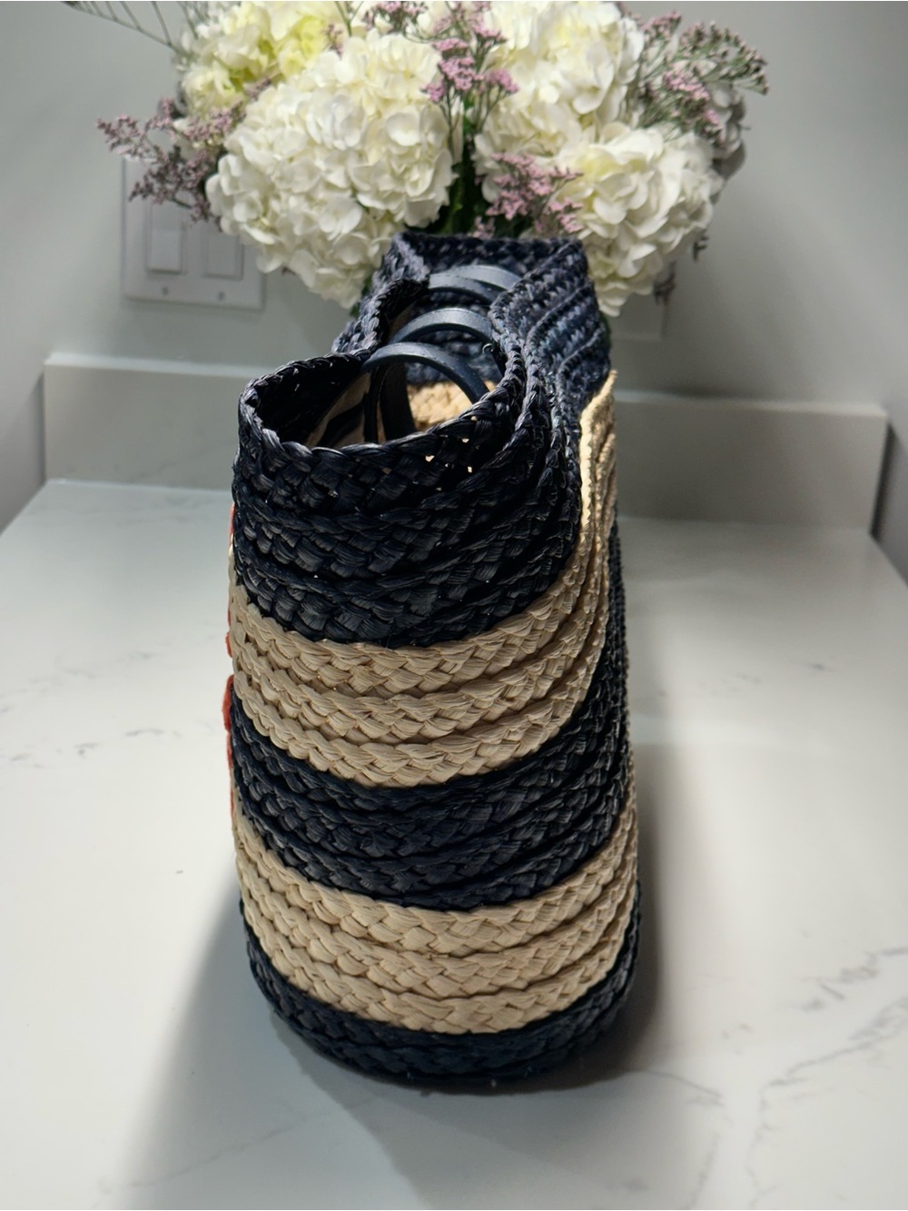kate spade Shore Thing Navy, Natural & Red 'Out and About' Striped Straw Tote - Picture 6 of 16